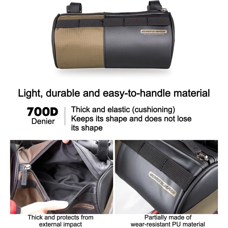 GORIX Bike Handlebar Bag Waterproof Front Bag Cylinder Durable Lightweight