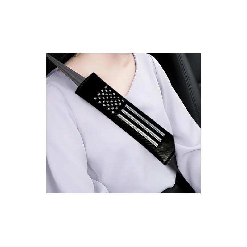 American Flag Carbon Fiber Car Seat Belt Covers - 2