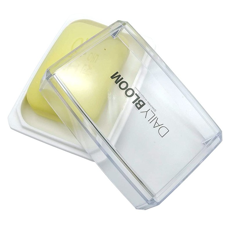 Plastic Soap Dish with Clear Lid Transparent Soap Case Holder