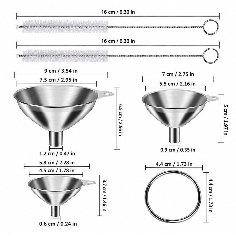 Stainless Steel Funnel Set for Bottle & Jar Filling –