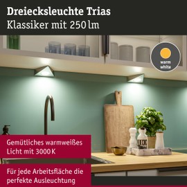 Paulmann Trias 92125 LED Under Cabinet Light with Proximity Sensor Set of 3 3000 K 2.7 W 135 x 132 mm 185 lm Brushed Iron