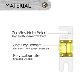 Greluma Pack of 6 20A Mini ANL Fuses for Automotive Marine Audio Video System Electronic Fuse