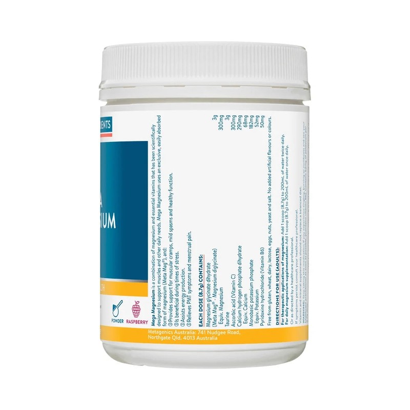 Ethical Nutrients Mega Magnesium Powder Raspberry 450g
