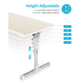 SAIJI Laptop Bed Tray Table, Adjustable Home Office Standing Desk Portable Lightweight Foldable Lap Desk for Sofa Couch Floor Working Studying Reading Writing Eating,Fit Up to 17" Laptop(Large,Teak)