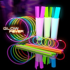 Glow Fever Glowsticks Bulk 1200pcs Party Pack includes 600 8" Glow Sticks and 600 connectors, Bracelets and Necklaces, DIY Costume , Light Sticks, for Concert, Wedding and Birthday, Multicolor