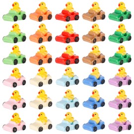 Lyreh 30pcs Mini Resin Ducks, 10 Colors Miniature Duck Figures Cute Micro Funny Small Tiny Little Resin Figurine Ducky Car for Garden School Home Office Party Decoration