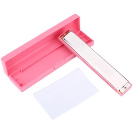 24 Holes Key of C Metal Harmonica Mouth Organ Children Toy Harmonicas (Pink)