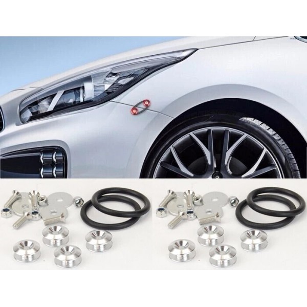 SDeelCase 8 Pc Silver Quick Release Fasteners For Toyota Lexus