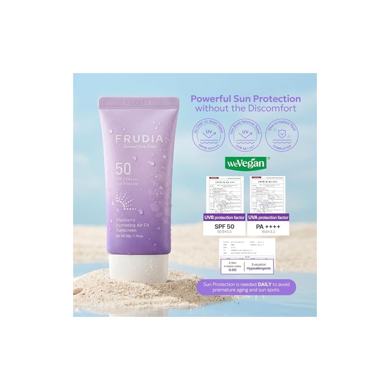 FRUDIA Blueberry - Protector solar hidratante Air Fit SPF 50