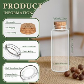 JIUYUE 15 pcs 40 ml Jars with Cork Lids,Storage Bottles for Liquids,Small Craft Jars(1.18 oz oz-1.18x3.15 inch)