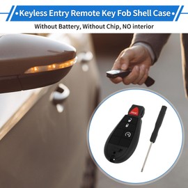 VekAuto Key Shell Case for Ram 1500 2013-2021 for Ram 2500 3500 4500 5500 2013-2018 Keyless Entry Remote Key Fob Replacement Case 4 Button GQ4-53T