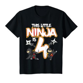 4 Year Old Ninja Birthday Party Martial Arts Karate 4th Gift T-Shirt