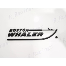 BOSTON WHALER NEW 1PC NEW BOSTON WHALER EMBLEM BADGE LETTERS Matte Black 8-3/4" X 2" PEEL & STICK
