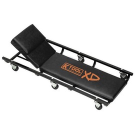 K Tool International XD74942 40" Automotive Creeper with Adjustable Headrest for Garages, Repair Shops, and DIY, Fully Padded, (6) 2" Oil Resistant Rubber Castors, Heavy Duty Steel Frame, Red/Black