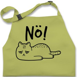 Shirtracer - Children's Apron for Boys and Girls - Cat - Apron Children - 'hm Nö Cat - Funny Cat Motif Gift Cat Owner Cat Fan, 5 Light Green