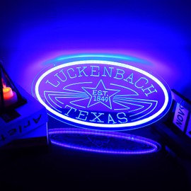 FUENDKF Luckenbach Texas Beer Neon Signs for Bar Decor, Dimmable Texas LED Lights for Man Cave Beer Bar Pub Store Bedroom Restaurant Club Hotel Party Decor Gifts Decoration (Light Blue)