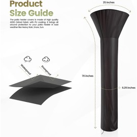 Flatro Patio Heater Cover Waterproof Outdoor Heater Cover with Zipper, PU Coating Weather Resistant Garden Cover | 420D Oxford Fabric