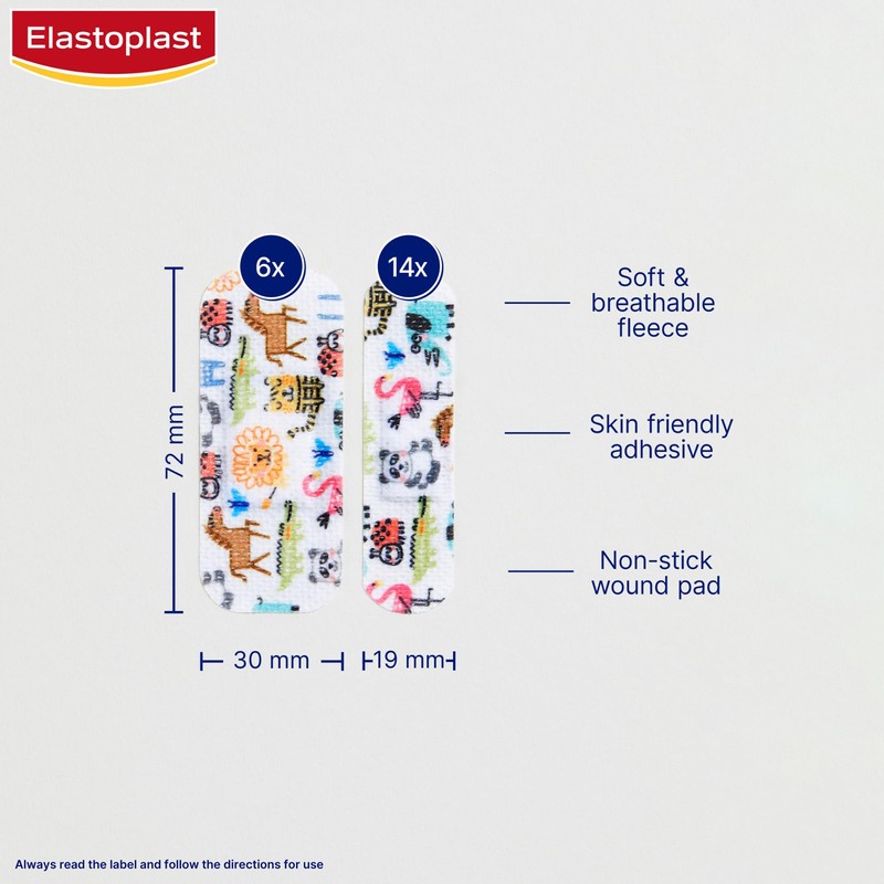Elastoplast Sensitive Kids Bandages | 20 Strips, 2 sizes |