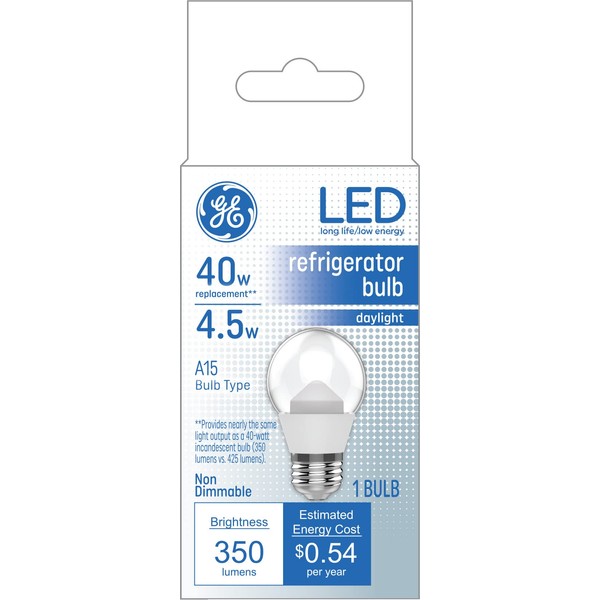 GE LED Light Bulbs, Refrigerator or Freezer Light Bulb, 4.5 Watt, Daylight (1 Pack)