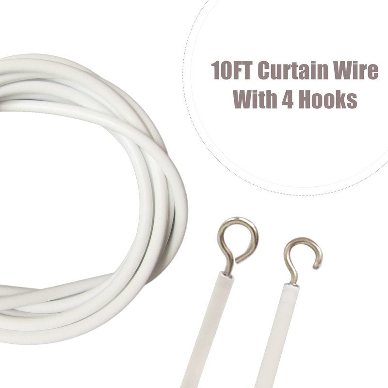 10FT Curtain Wire with 4 Hooks DIY Curtain Rod Picture
