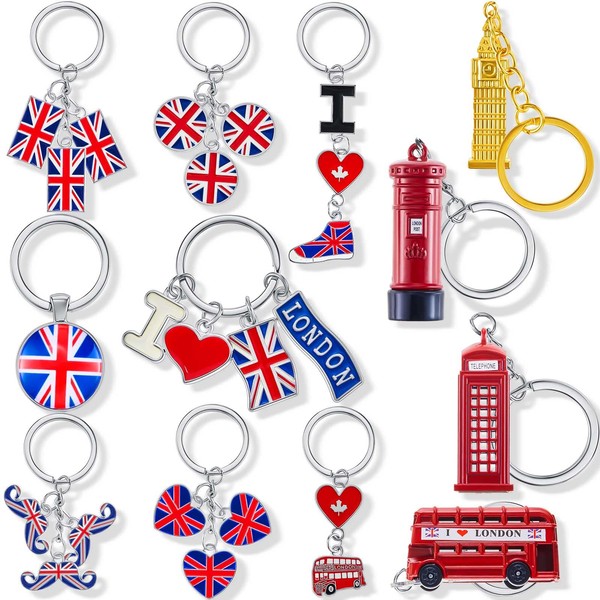 Henoyso 12 Pack London Souvenir Gifts British Landmark Keychains Metal