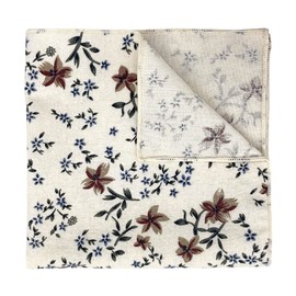 Kebocis Men's White Floral Pocket Square Handkerchief for Men, Beige Cream