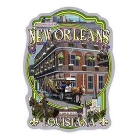 Die Cut Sticker New Orleans. Louisiana, Montage, Contour Vinyl Sticker 1 to 3 inches (Waterproof Decal for Cars, Water Bottles, Laptops, Coolers), Small