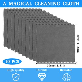 PIWOSGOL Pack of 10 Thickened Magic Cleaning Cloth, Reusable Microfibre Cloths, Super Absorbent Magic Cleaning Cloth, Lint-Free Cleaning Cloth for Kitchen, Glass, Cars, Bathroom, 30 x 30 cm