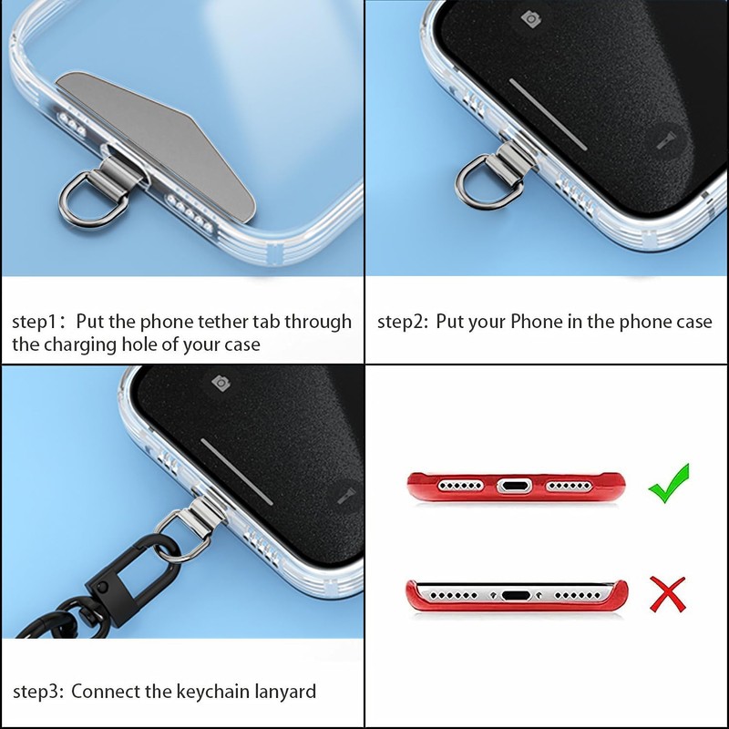 TENOC Metal Phone Tether Tab, Metal Phone Patch, Universal Cellphone