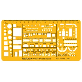 Liquidraw 1:100 Scale Architectural Scale Ruler Drawing Template Stencil Architect Technical Drafting Supplies, Architecture Furniture Design Symbols for House Interior Floor Plan
