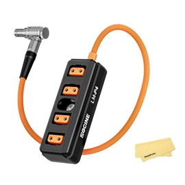 ZGCINE LM-P4 90°Right Angle 2 Pin Lemo Male to 4 Ports D-tap Female Connector D-tap Adapter Splitter for Select RED ARR Camera