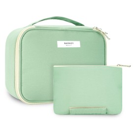 Travel Cosmetic Bag, Large Makeup Bag, Organiser for Women and Girls (Dark Mint Green, Update)