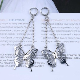 Cimenexe Bohemian Butterfly Hook Earrings Silver Butterfly Earrings Vintage Butterfly Drop Earrings Hollow Butterfly Earrings Jewellery for Women and Girls Gifts
