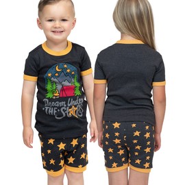 Lazy One Short-Sleeved Summer Pajama Set for Girls and Boys, Kid Pajama Set, Nature, Camping, Outdoors (Dream Under The Stars, 6)