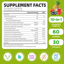 Calcium Magnesium Zinc Supplement with Vitamin D3, Sugar Free Calcium Gummies for Women Men, High Potency Magnesium Gummies for Bone & Muscle & Immune Health, Mixed Flavors - 120 Count