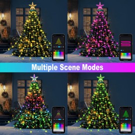 Smart Lighted for Christmas Tree, 6.56FT 320LED RGB Color Changing Christmas Lights with Remote Timer, 40+ Scene Modes Xmas tree decoration lights, Music Sync App Controlled for Festivals, Party