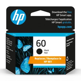 HP 60 Black Ink Cartridge | Works with Series: DeskJet D1660, D2500, D2600, D5560, F2400, F4200, F4400, F4580; ENVY 100; OfficeJet J4500, J4680, 4500; PhotoSmart C4600, C4700, D110a | CC640WN