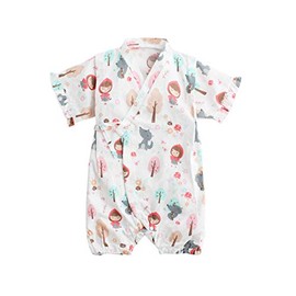 PAUBOLI Baby Kimono Robe Cotton Infant Sakura Japanese Pajamas Romper (6-12 Months, 65)