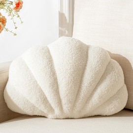 XIAIJIA Seashell Throw Pillows Shell Shaped Pillow White Sea Shell Pillows for Bed Seashell Decorative Pillow Soft Plush Pillow Sea Couch Decoration(18 X 13 inch)