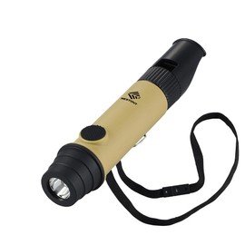 NESTOUT 3-in-1 Flashlight, Lantern & Whistle, IP44 Water-Resistant, Dust-Resistant, AAA Battery Powered, Compact for Hiking, Camping, Rescue, Emergency, Lanyard Included (Beige)