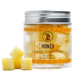 Bear Necessities Gourmet Sugar Cubes – Honey Infused Sugar Cubes Handcrafted w/ Pure Cane Sugar – Perfect for Tea, Coffee, Cocktails & Desserts – Hostess Gift & Bar Accessory - 70g Jar - About 35 Cubes