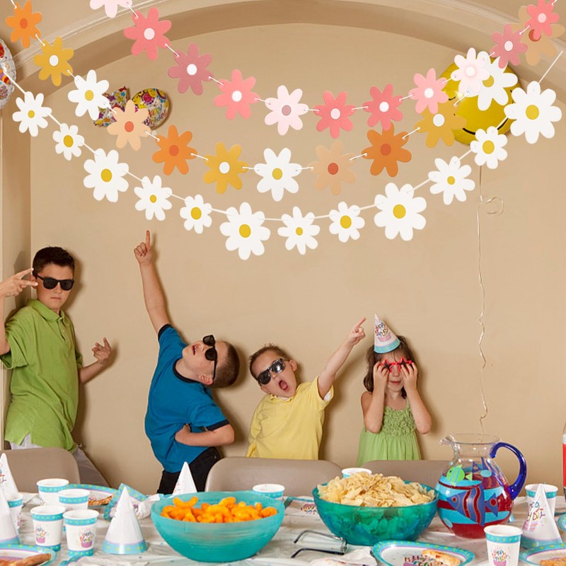 4 Daisy Pull Flags, Banner Decoration, Flower Pull Flag Decoration,