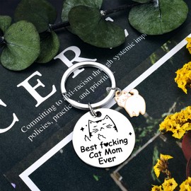 Cat Mom Keychain Cute Keychain for Women Girls Funny Animal Keyring for Cat Lovers Gifts Car Key Keychain for Backpack Jewelry Gifts for Her Birthday Mother’s Day Valentine's Day