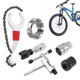 PMELCXD 6 PCS Bike Tools - Hand Tool Kit - Effortlessly Repair Your Bike Includes Crank Puller, Cassette Removal Tool, Chain Whip, Bottom Bracket Extractor, Sprocket Remover, Auxiliary Wrench