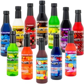 12.7oz Pure Cane Sugar Sno-Cone Syrup-Contains No High Fructose Corn Syrup (12 Flavor Variety Pack)