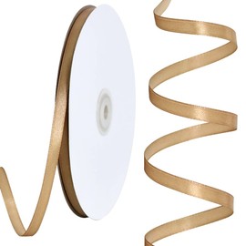 TONIFUL 1/4 Inch x 100yds Gold Satin Ribbon, Thin Solid Color Satin Ribbon for Gift Wrapping, Crafts, Hair Bows Making, Wedding Party Decoration, Invitation Cards, Floral Bouquets