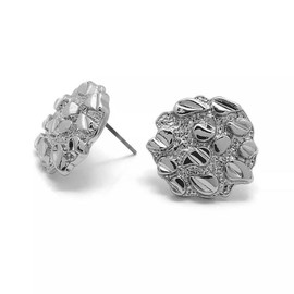 Unisex Hip Hop Style Iced Silver plated Cookie Nugget Fashion Bling Stud Earrings Female Male Casual Elegant - SIZE: 12mm x 12mm