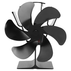 6 Blades Heat Powered Stove Fan Self Starting Silent Fireplace Fan High Temperature Resistant 165mm Black for Wood Pellet Gas Stoves Heating Solution