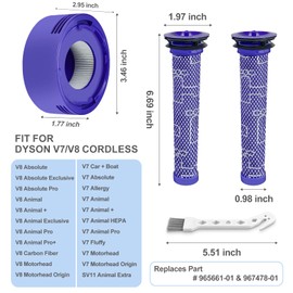 Vacuum Filter Replacement Kit for V7, V8 Animal and V8 Absolute Cordless, 2 Pre Filter, 2 Post Filter, Replaces Part # 965661-01 & 967478-01