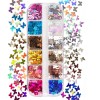Cavad Lentejuelas Con Purpurina De Mariposa, 12 Colores, Hol